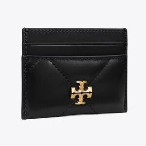 NWT Tory Burch Kira Diamond Quilt and Black Leather Card Holder with Gold Logo